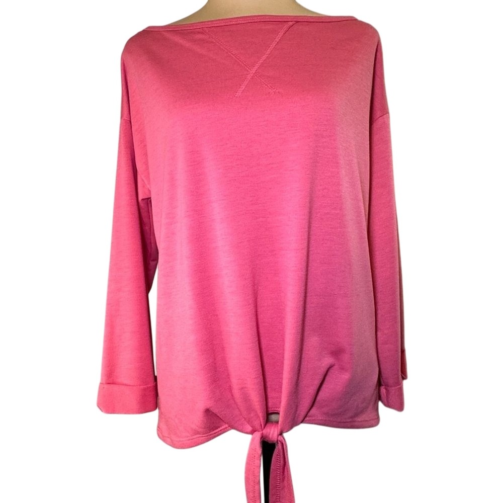 Fantastic Fawn Boutique Coral Pink‎ Off The Shoulder Tie Waist Shirt Top Blouse
